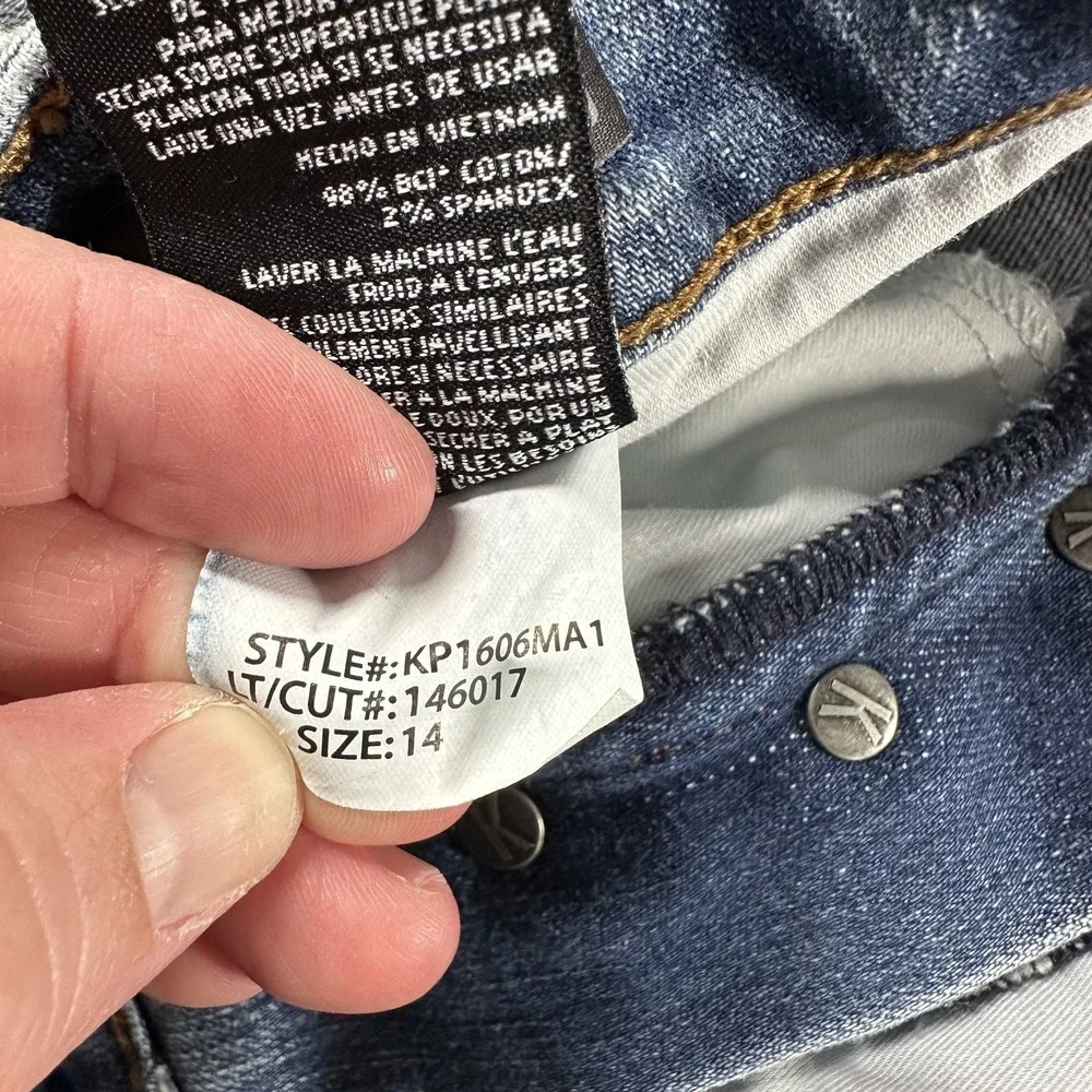 Kut From The Kloth Jeans Womens 14 Catherine Boyfriend Heavy Distress Rips Faded